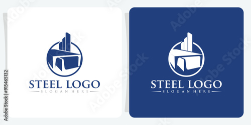 Vector chart logo design with steel beam icon
