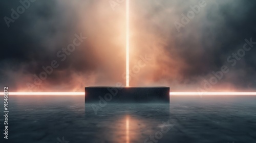 Mysterious Beam of Light Illuminates Dark Abstract Space at Dusk