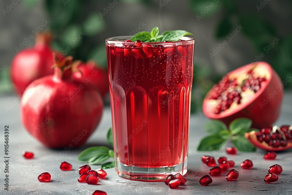Fresh pomegranate juice in glass Fresh pomegranate juice in glass