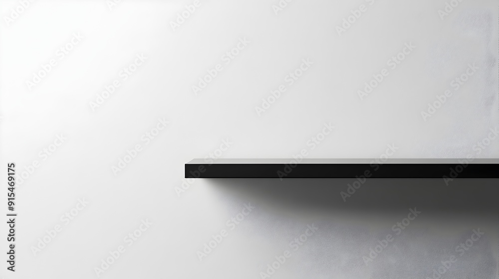 Obraz premium Minimalist Black Floating Wall Shelf in Bright Interior Space
