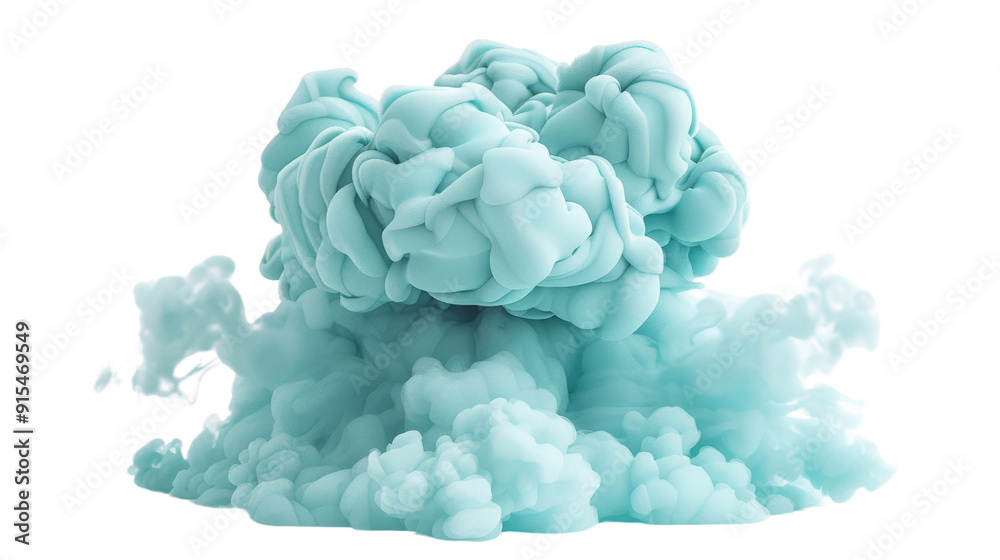 Obraz premium Abstract blue and green ink cloud explosion on black background.