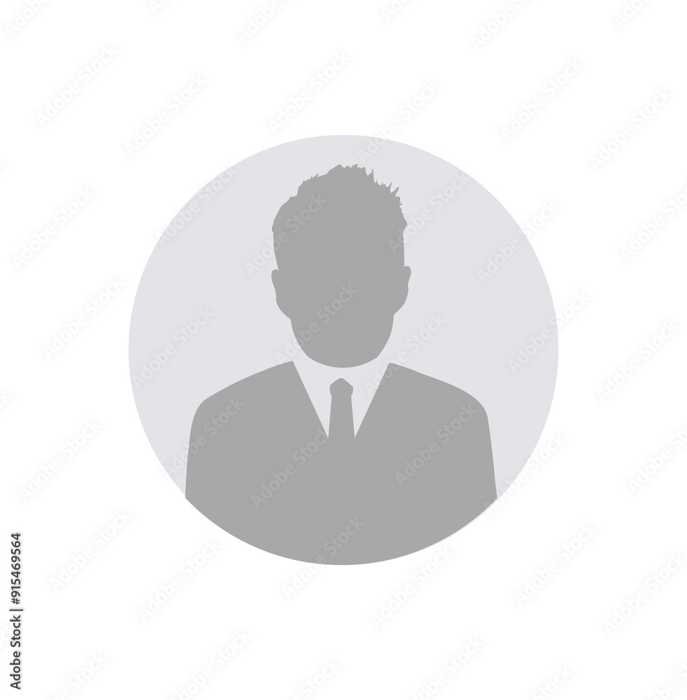 Male face silhouette or icon. Man avatar profile. Unknown or anonymous person in circle illustration on transparent png background.	