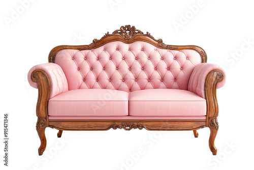 Pink and Wood Vintage Sofa