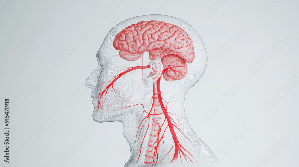 Ilustração do Stock: Anatomical 3D depiction of the human neck with ...