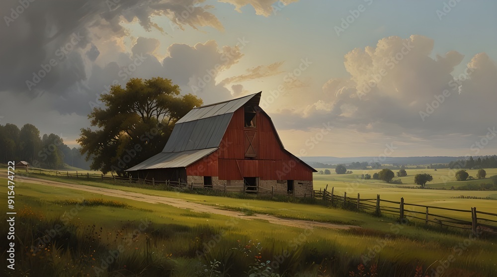 landscape with barn.generative.ai landscape with barn.generative.ai