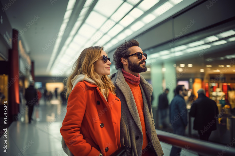 Obraz premium Couple enjoying shopping day for Black Friday