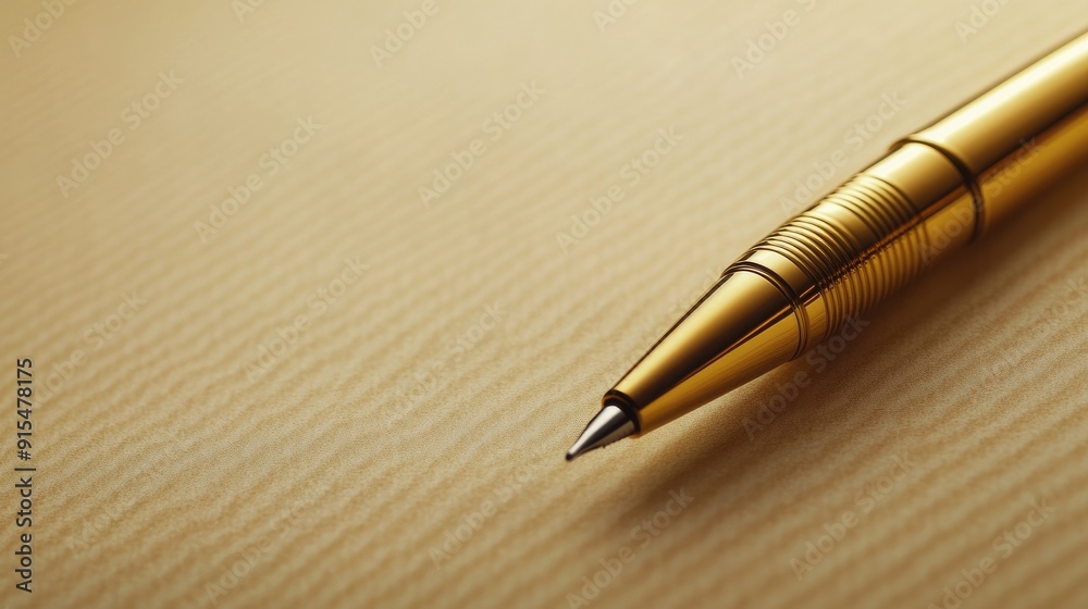 A golden pen writing on a luxurious paper, set against a refined, elegant background. Ideal for business and professional themes. A golden pen writing on a luxurious paper, set against a refined, elegant background. Ideal for business and professional themes.