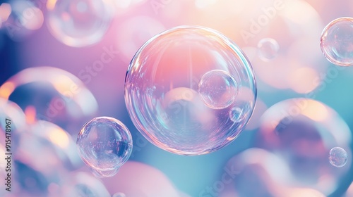 A modern soap bubble scene with a mix of translucent orbs and dynamic reflections, creating a fresh and visually appealing background.