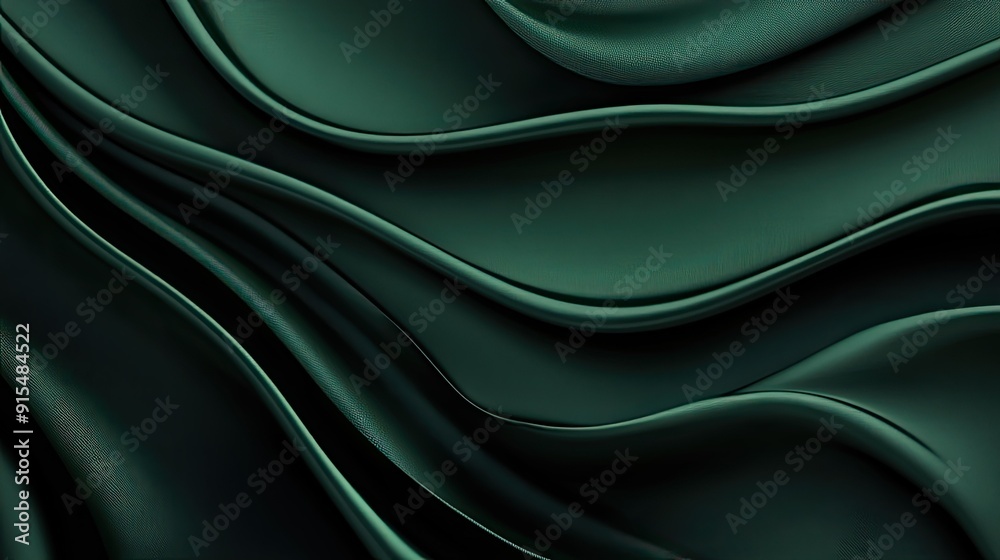 Fototapeta premium Refined 3D dark green background with subtle metallic sheen and smooth textures, perfect for sophisticated presentations.