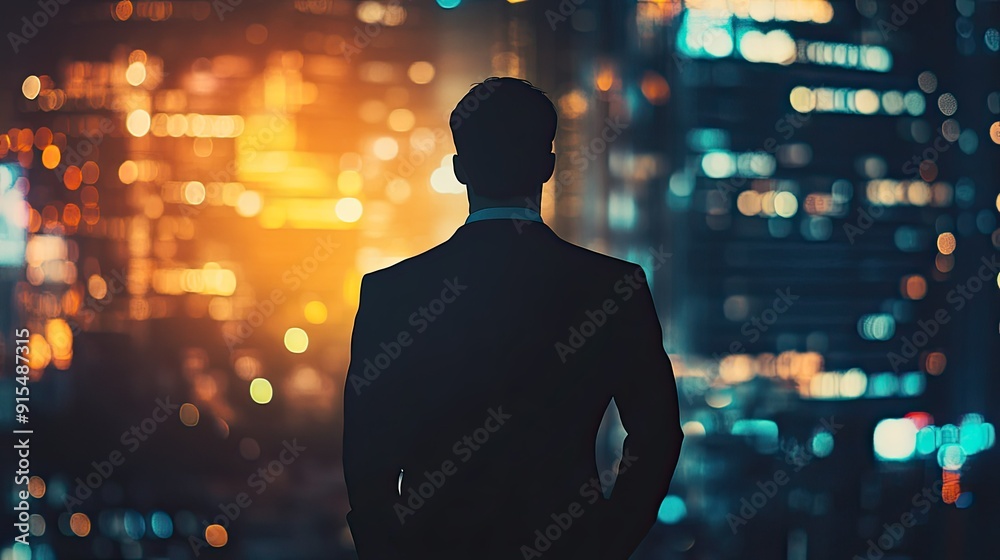 Silhouette of a young professional against a night-lit city, symbolizing the challenges and rewards of corporate life. Silhouette of a young professional against a night-lit city, symbolizing the challenges and rewards of corporate life.