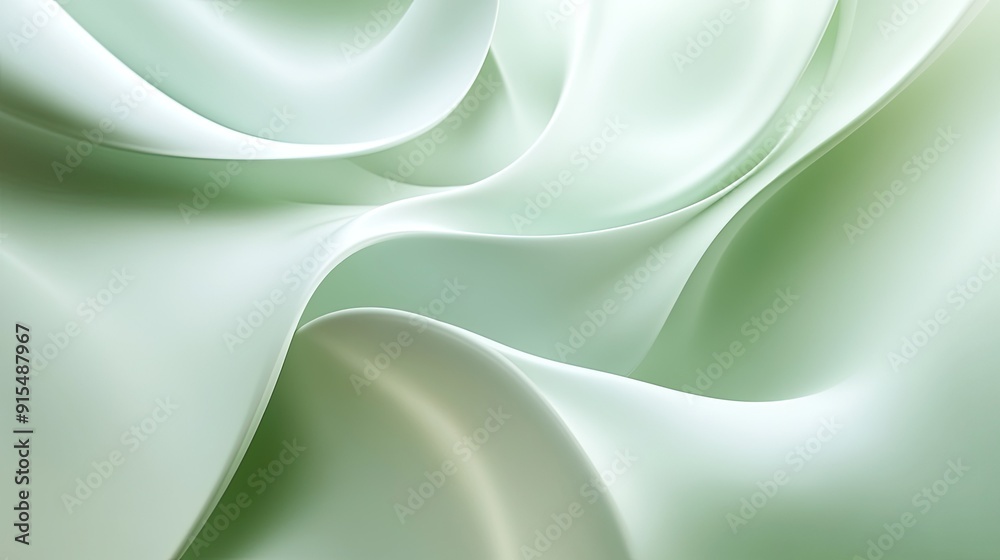 Obraz premium Smooth 3D light green background with soft gradients and gentle lighting, creating a fresh and airy atmosphere.