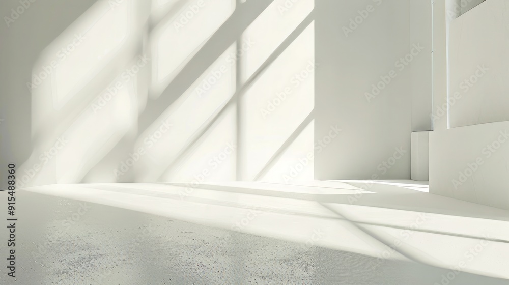 Minimalist Interior Design with Sunlit Walls and Shadows in a Modern Space Minimalist Interior Design with Sunlit Walls and Shadows in a Modern Space