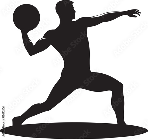 discus throw vector silhouette illustration logo