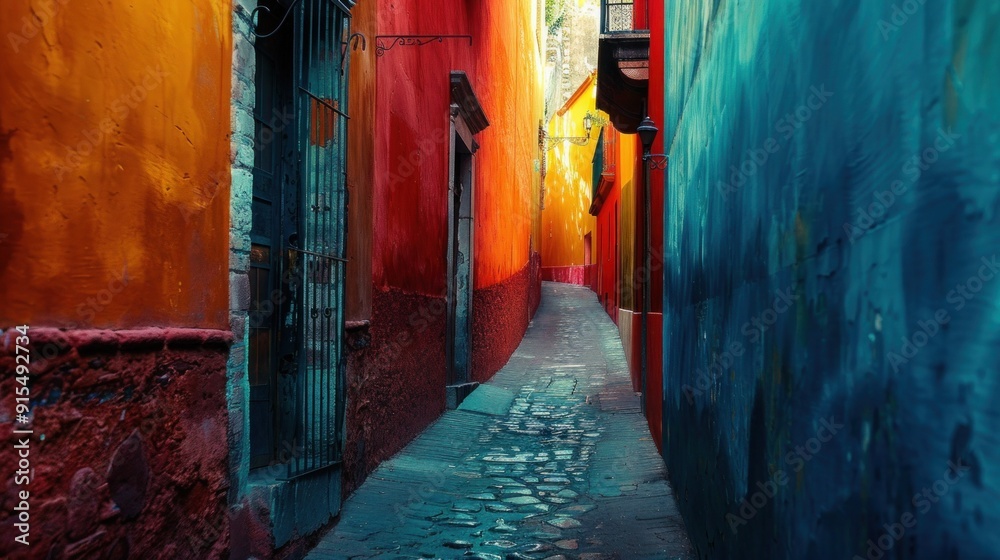 Obraz premium Colorful alley in San Miguel de Allende, Mexico