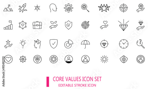 Core values set of icons for your design vector illustrator.