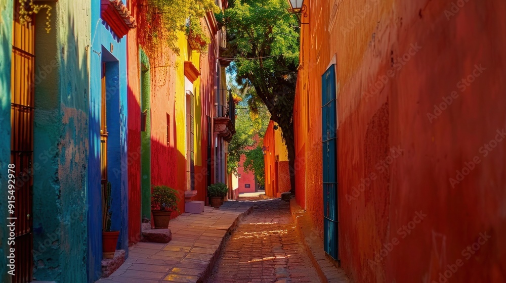 Obraz premium Colorful alley in San Miguel de Allende, Mexico