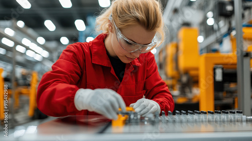 Factory photography session, technician documenting various production stages