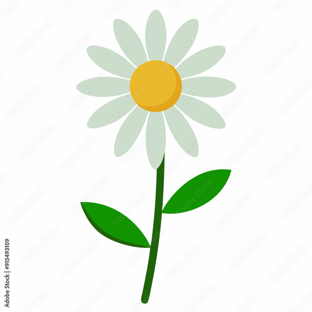 Fototapeta premium Daisy Flower Vector Illustration - Cartoon, Clipart, and Line Art Design