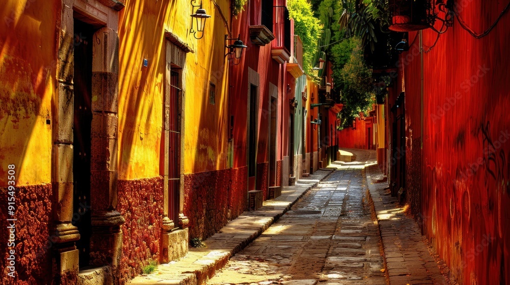 Obraz premium Colorful alley in San Miguel de Allende, Mexico