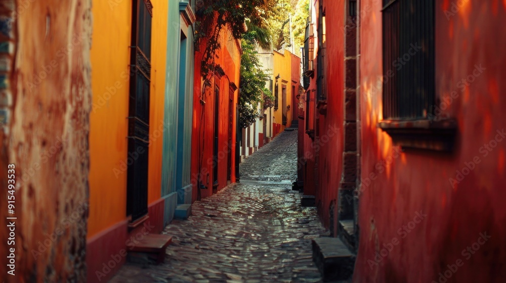 Obraz premium Colorful alley in San Miguel de Allende, Mexico