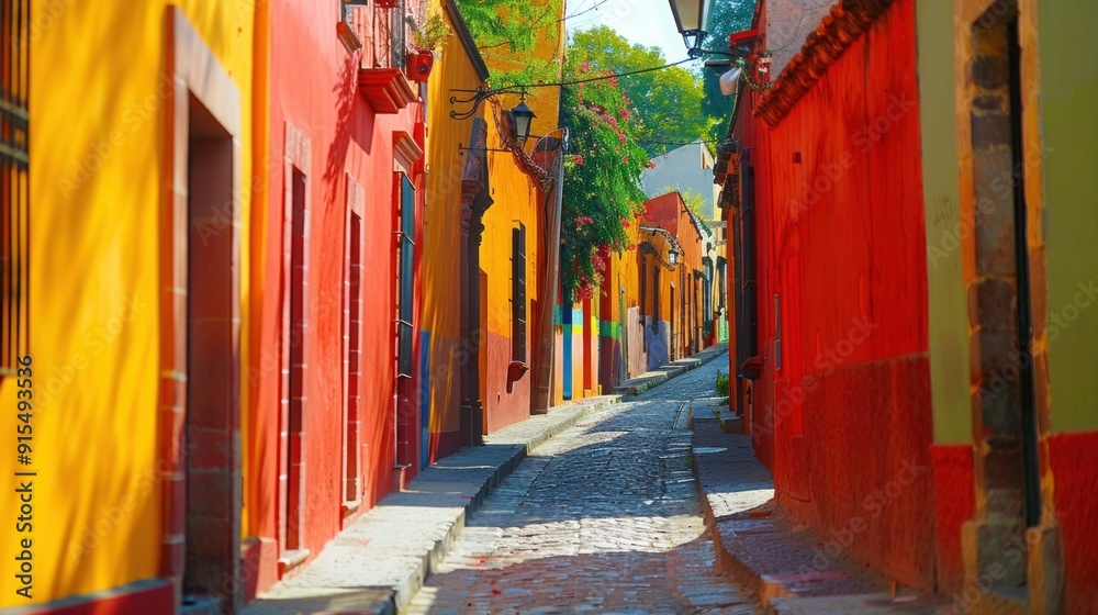 Obraz premium Colorful alley in San Miguel de Allende, Mexico