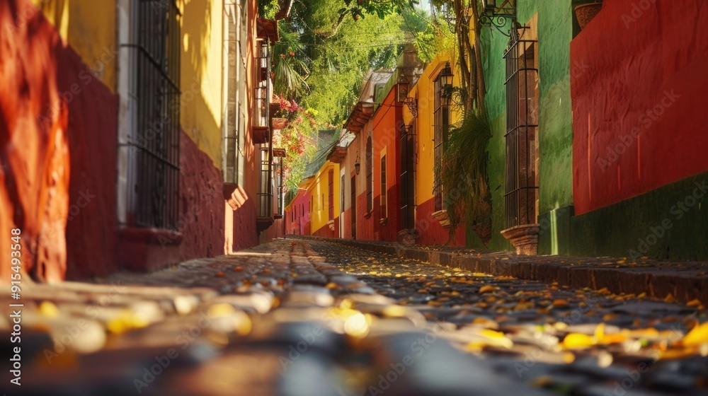Fototapeta premium Colorful alley in San Miguel de Allende, Mexico