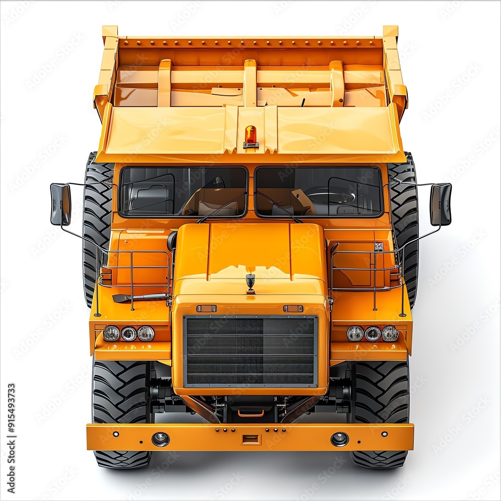 Dump truck, isolated on white, top angle, detailed and sharp, clean and professional, suitable for marketing Dump truck, isolated on white, top angle, detailed and sharp, clean and professional, suitable for marketing
