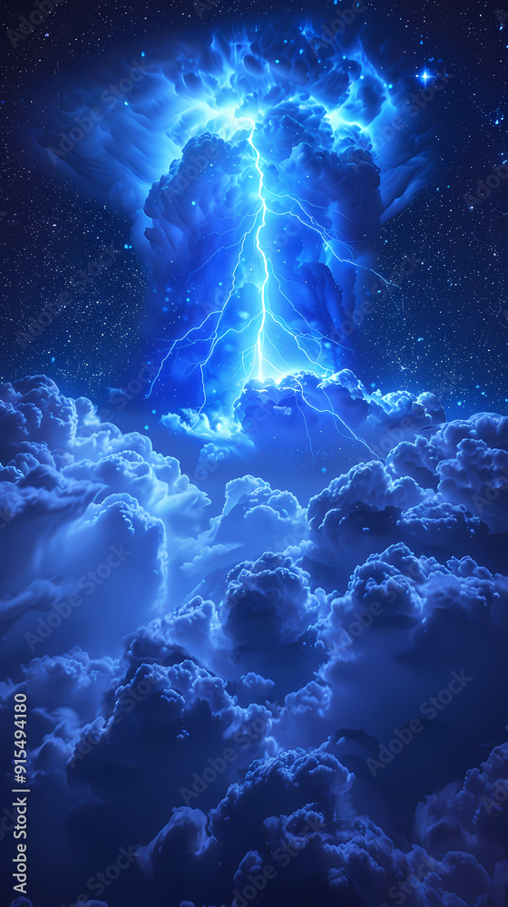 The Blue Jet lightning phenomenon occurs in the upper atmosphere. When powerful blue lightning flashes shoot up from the tops of high cumulonimbus clouds. The Blue Jet lightning phenomenon occurs in the upper atmosphere. When powerful blue lightning flashes shoot up from the tops of high cumulonimbus clouds.