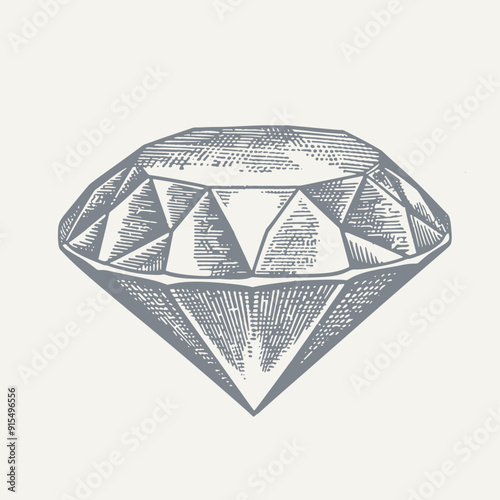 Diamond. Vintage woodcut engraving style vector illustration.