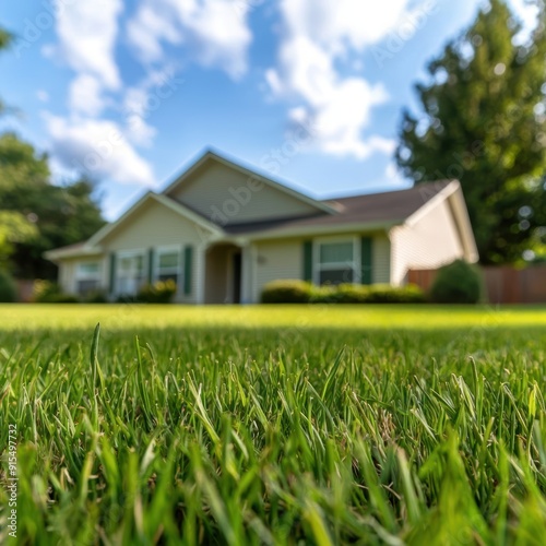 Wallpaper Mural Suburban ranch-style house, low-pitched roof, expansive front yard Torontodigital.ca