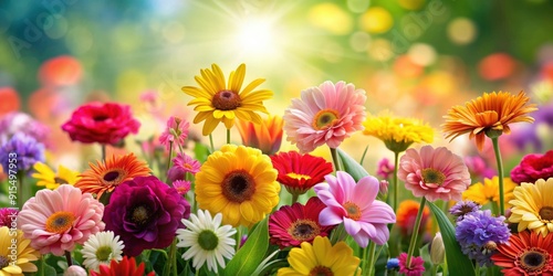 A beautiful background filled with colorful flowers, floral, garden, nature, bloom, petals, plant, summer, spring, vibrant