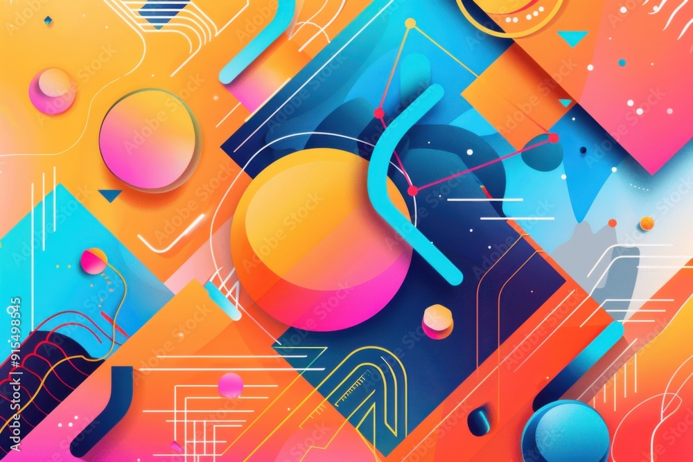 Abstract geometric shapes with vibrant colors