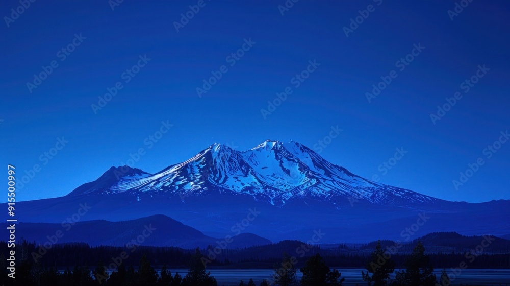 Fototapeta premium Mt Bachelor view from Todd Lake Bend, Oregon