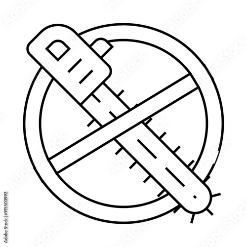 stop deforestation, crossed out chainsaw line icon vector. stop deforestation, crossed out chainsaw sign. isolated contour symbol black illustration