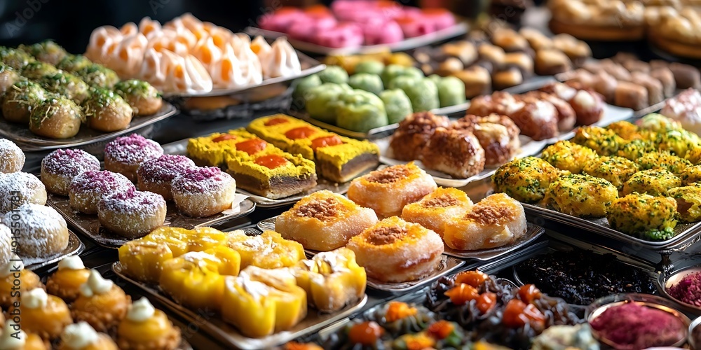 A Colorful Display of Delicious Pastries - A Feast for the Eyes and Palate A Colorful Display of Delicious Pastries - A Feast for the Eyes and Palate