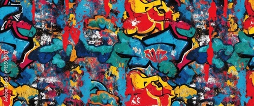 Wallpaper Mural Vibrant graffiti pattern showcasing colorful textures and designs, perfect for urban and creative themes Torontodigital.ca