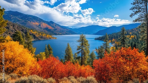 Vallecito Lake surrounded by vibrant autumn foliage, capturing the beauty of the changing seasons