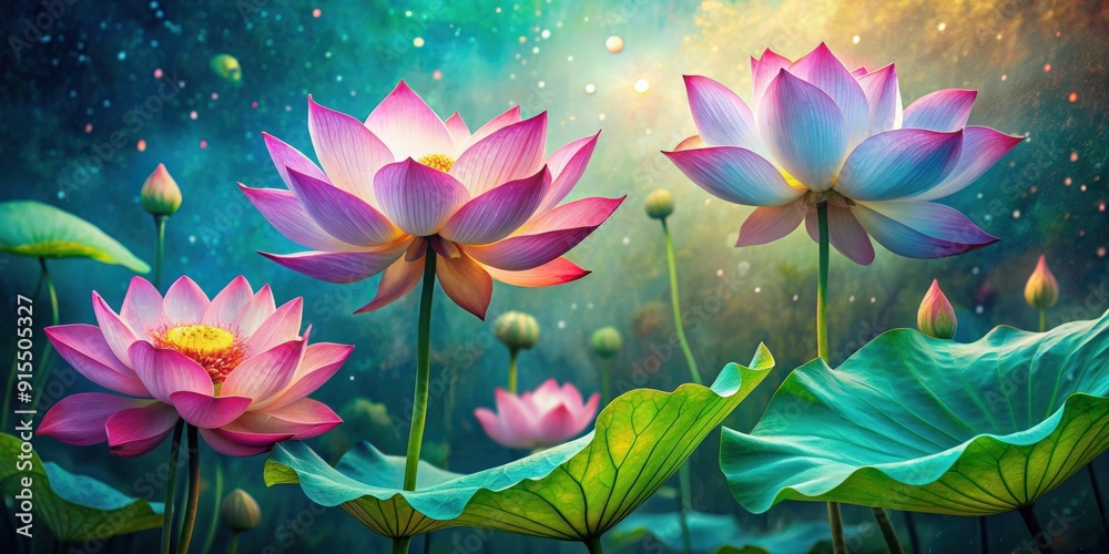 Vibrant lotus blossoms in an artistic painting with raindrop accents , lotus, vibrant, blossoms, painting, artistic, raindrop Vibrant lotus blossoms in an artistic painting with raindrop accents , lotus, vibrant, blossoms, painting, artistic, raindrop