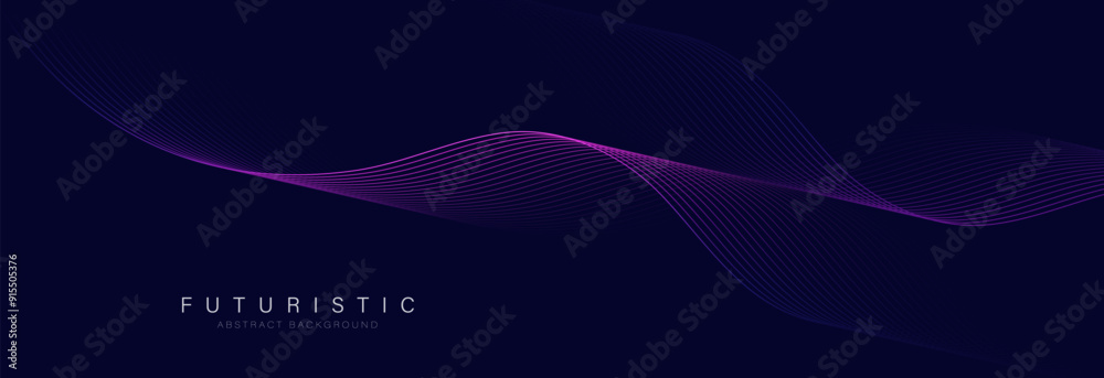 Futuristic abstract background with glowing wave. Shiny moving lines design element. Modern purple blue gradient flowing wave lines. Future technology concept. Vector illustration Futuristic abstract background with glowing wave. Shiny moving lines design element. Modern purple blue gradient flowing wave lines. Future technology concept. Vector illustration