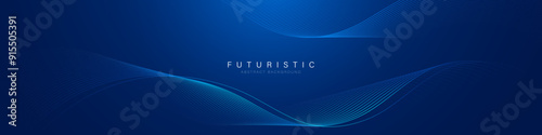 Futuristic abstract background with glowing wave. Shiny moving lines design element. Modern blue gradient flowing wave lines. Technology concept. Vector illustration