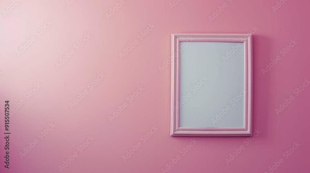Pink Wall with Empty White Frame. Pink Wall with Empty White Frame.