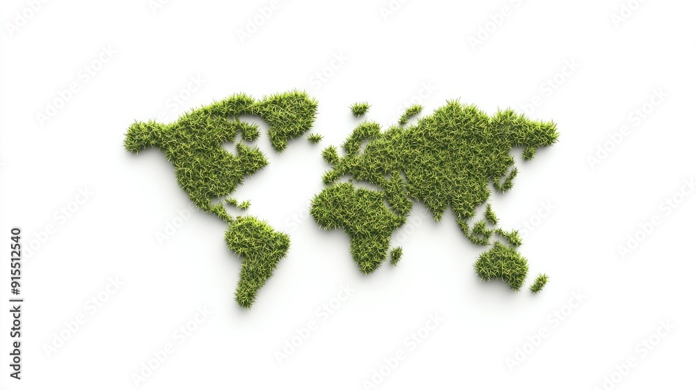 A world map is creatively formed using grass against a clean white backdrop, highlighting the fusion of nature and cartography in a modern aesthetic A world map is creatively formed using grass against a clean white backdrop, highlighting the fusion of nature and cartography in a modern aesthetic