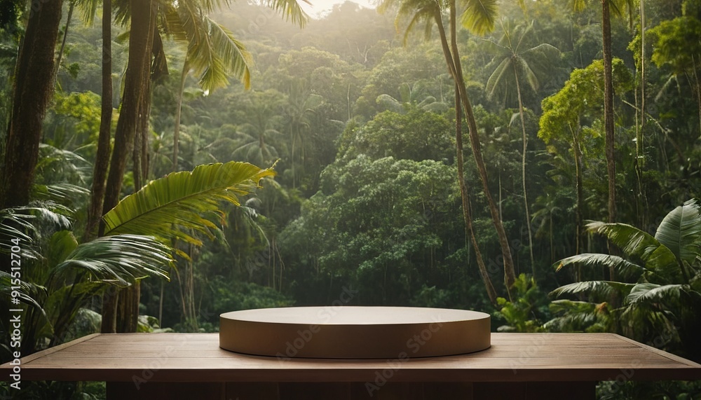 Bright wooden podium set amidst a lush tropical forest
208 Bright wooden podium set amidst a lush tropical forest
208