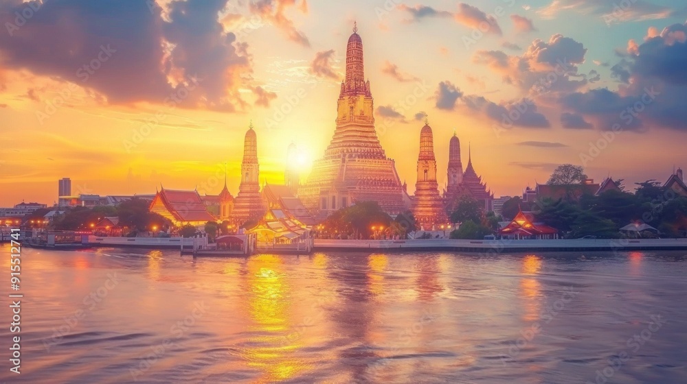 Wat Arun Temple at sunset landmark of Bangkok, Thailand Wat Arun Temple at sunset landmark of Bangkok, Thailand