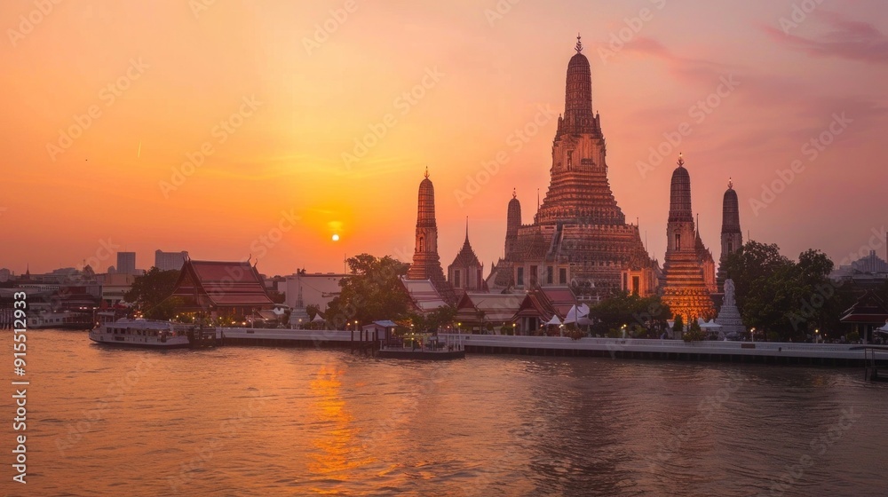 Wat Arun Temple at sunset landmark of Bangkok, Thailand Wat Arun Temple at sunset landmark of Bangkok, Thailand