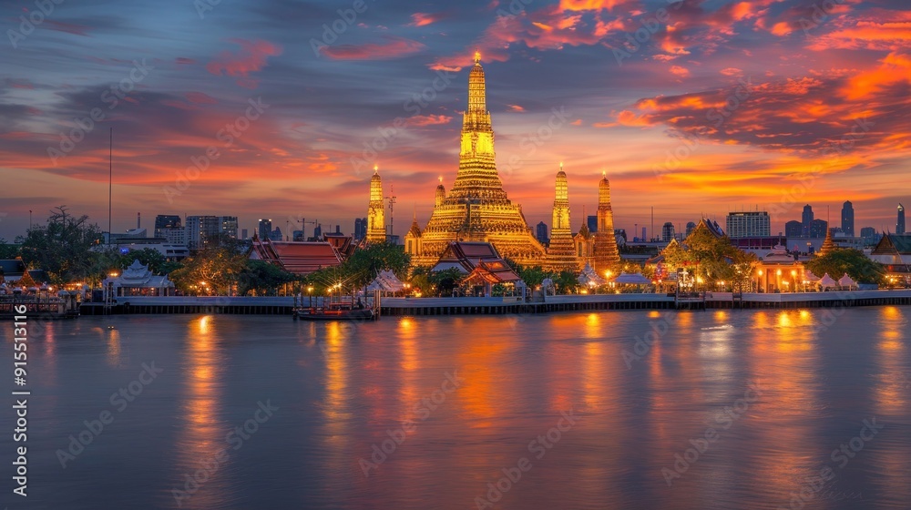 Wat Arun Temple at sunset landmark of Bangkok, Thailand Wat Arun Temple at sunset landmark of Bangkok, Thailand