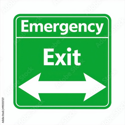 Bright green emergency exit sign with white arrows on wall, guiding to safety in case of danger