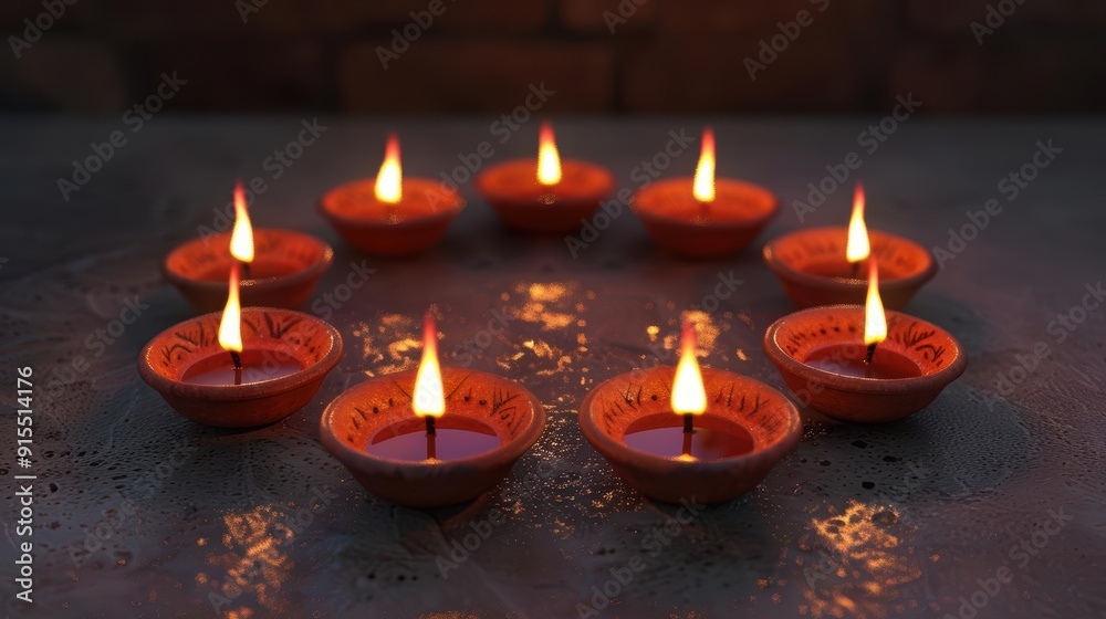 Happy diwali - clay diya lamps lit during dipavali, hindu festival of lights celebration Happy diwali - clay diya lamps lit during dipavali, hindu festival of lights celebration