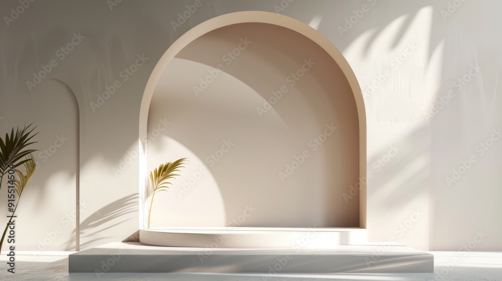 Minimalist White Archway with Podium for Product Display Minimalist White Archway with Podium for Product Display