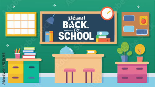 Back to school concept, flat vector image.